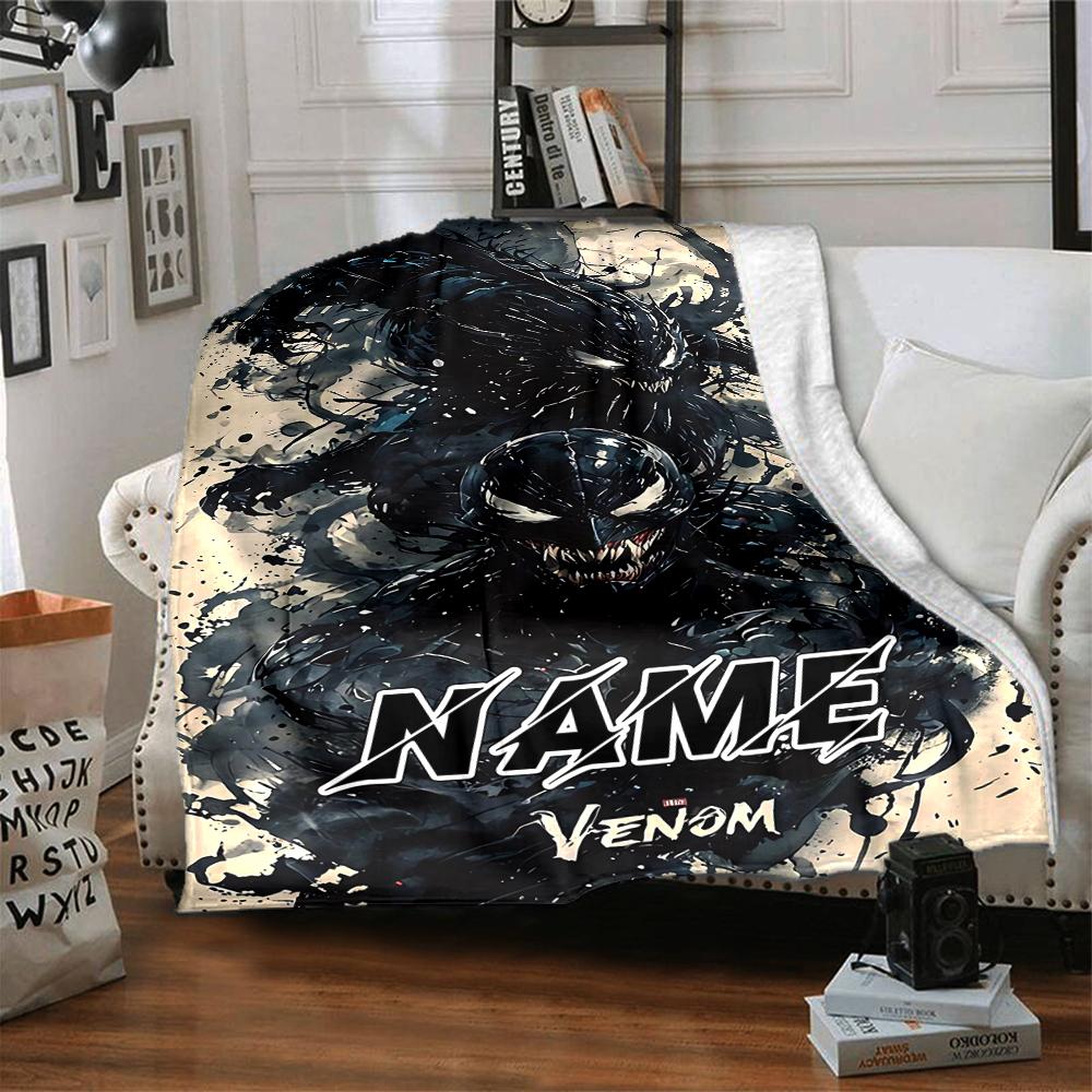 Custom Name Venom Artwork Poster blanket for Couch & Bed, Plush Cozy Fuzzy Blanket Super Soft & Warm Blankets for Fall and Winter. 0908435