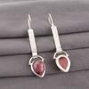 Black Rhodonite Gemstone 925 Stamped Silver Handmade Earrings 2.3" Birthday Gift EE-166-21