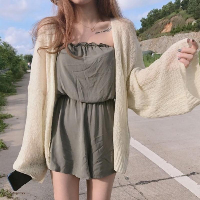 Autumn Winter Solid Color Loose Casual Cardigan Sweater Women Long Sleeve Vintage Knitting Coat Jacket Top