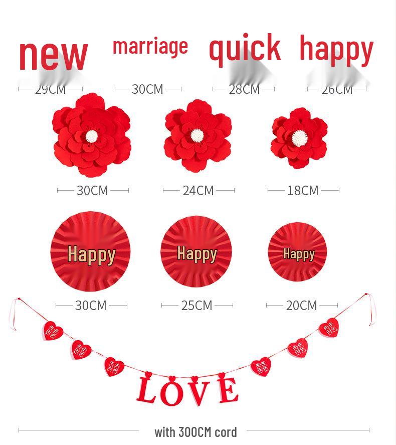 Double Happiness Wedding Room Decoration Set for New Homes - Living Room & TV Wall Decor