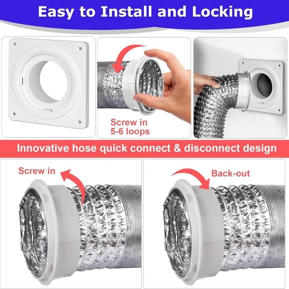 2 set Quick Connect Dryer Vent Connector Easy Installation Dryer Duct Connector Laundry Room