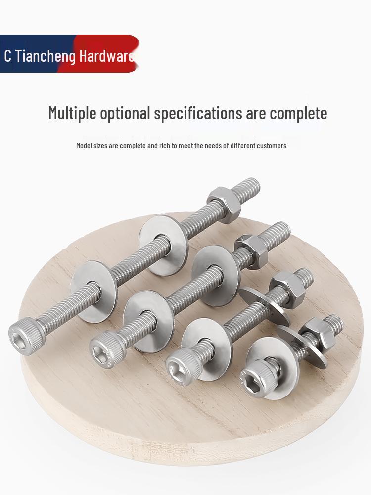 304 Stainless Steel Hex Socket Through-Wall Screw Bolt Set with Double-Ended Threaded Rod and Nut