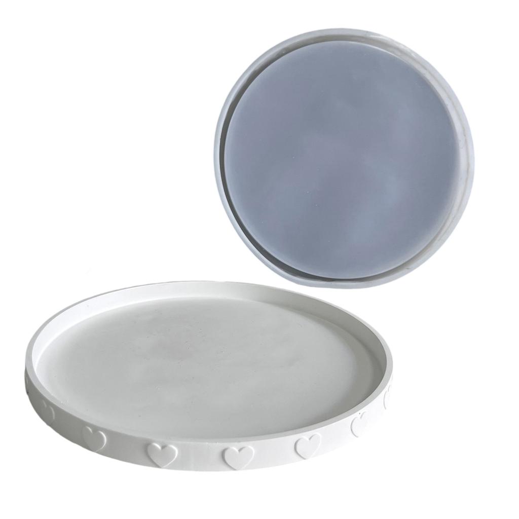 Round Shaped Coaster Silicone Mold Heart Print Resin Tray Crafting Mould Creative Tabletop Decoration Molds Jewelry Tool