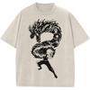 Anime YuYu Hakusho Hiei Bedrucktes T-Shirt Herren Damen Lässige Baumwoll-T-Shirts Vintage Gewaschenes T-Shirt Harajuku Männliches Oversized T-Shirt