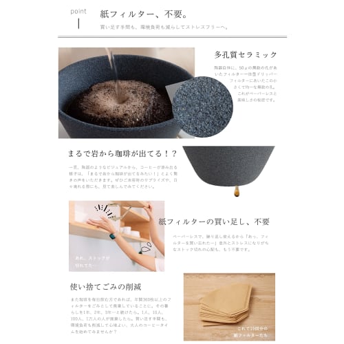 Hasami Ware New Ceramic Coffee Filter & Dripper | Paper Filterless | Black | Gift Set by EthicalHouse (Minimum Set)