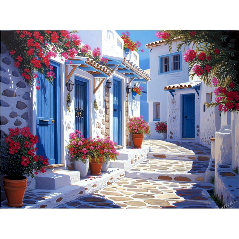 GATYZTORY Painting By Numbers DIY Frame Mediterranean Street Paint By Numbers Scenery Drawing On Canvas DIY Home Decoration