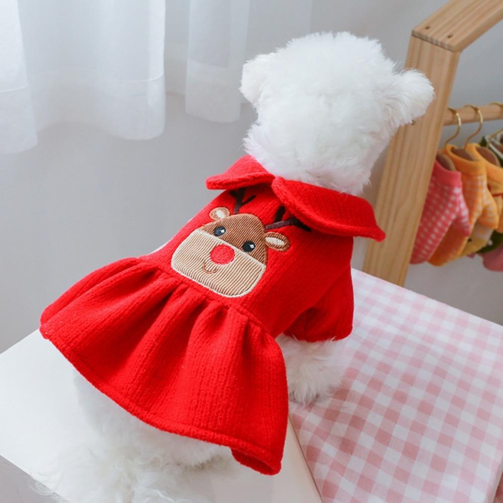 Christmas Small Dog Sweaters Female Girl Warm Sweaters Skirt Warm Dog Princess Dress Clothes Dachshund Chihuahua Corgi