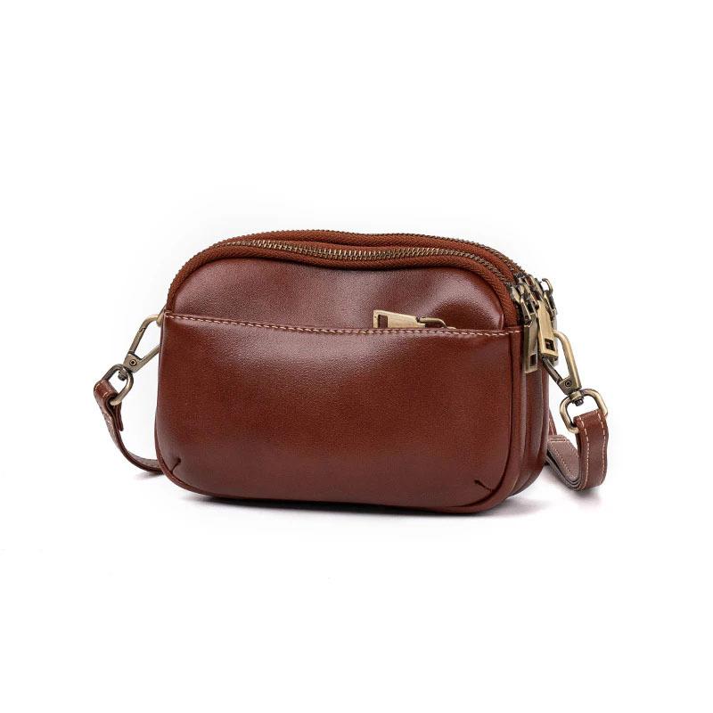 Genuine Leather Small Bag 2025 New Model, Fashionable and High-end Multi-layer Shoulder Bag, Versatile Cowhide Commuter Bag for Women, Crossbody Bag