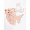 Sexy Bikinis Women Swimsuit 3 Pieces Bikini Set Halter Cover Up Brazilian Swimwear Female Beach Wear Bathing Suits Biquini
