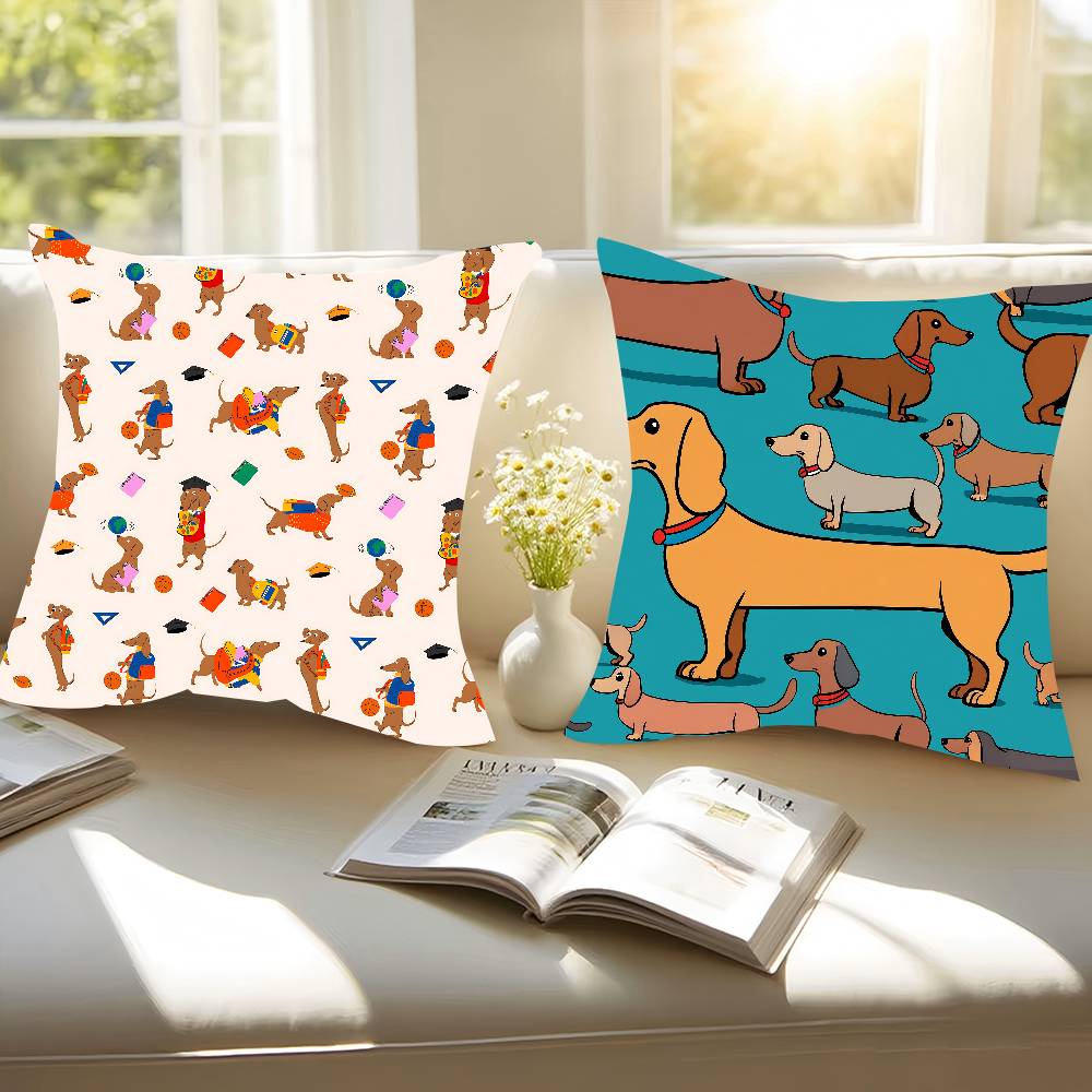 Söt Tecknad Tax Kuddfodral Avtagbart Tvättbart Kuddfodral – Mjukt Linne för Alla Årstider