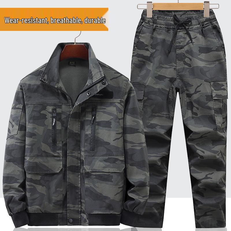 Unisex Camouflage Workwear Set: Durable, Heat-Resistant Cotton Thread for Outdoor, Welding, and Electrician Tasks