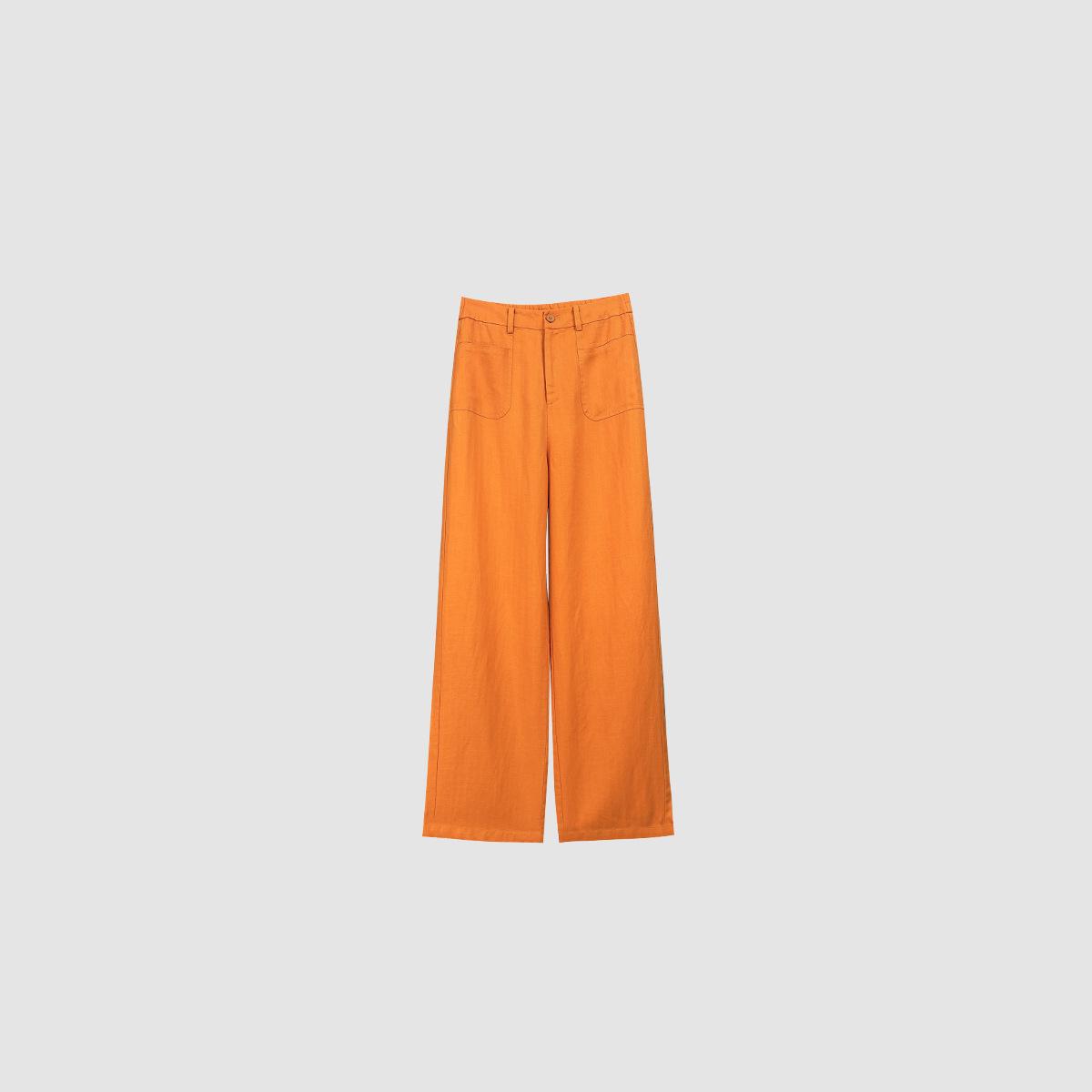 

Rain Dew Linen Women s High Waist Breathable Wide Leg Silk Pants 29 гарбуз/помаранчевий