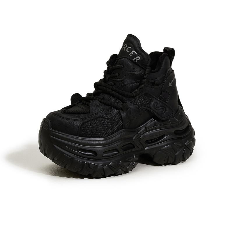 Platform dad shoes women's high-top shoes 2025 autumn and winter new velvet warm versatile casual shoes inner height-increasing women's shoes