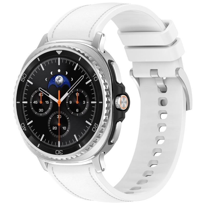 Flexible Silicone Watch Band Straps With Leather Accent For 40mm 44mm 46mm Models Comfortable Daily Wear Gym To Office