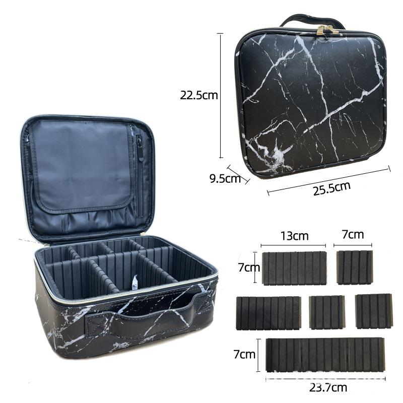PU Makeup Bag Marble Pattern Portable Large Capacity Makeup Storage Bag Multi functional Travel Makeup Toolbox