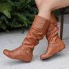 Women's Flat-bottomed Casual Boots Autumn and Winter New Inner Height Increase Solid Color Large Size Medium Boots