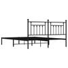 Struttura Letto in Metallo con Testiera Nero 183 x 213 cm