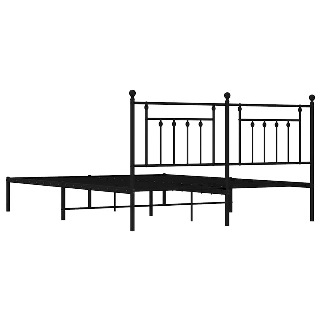 Struttura Letto in Metallo con Testiera Nero 183 x 213 cm