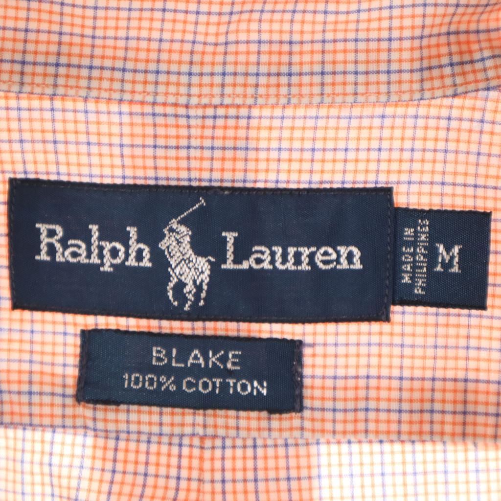 Ralph Lauren Check Pattern Long Sleeve Button Down Shirt M Orange Men's Used