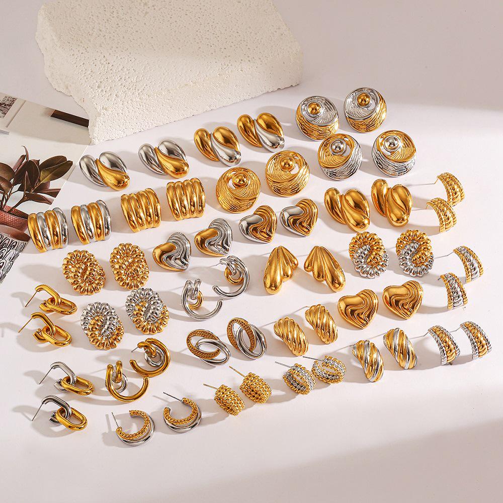 Yingtai 18K Gold Stainless Steel Stud Earrings with Vacuum Electroplating