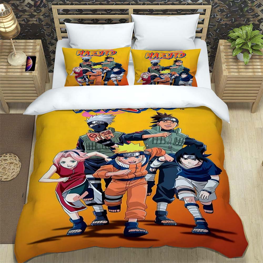 Naruto Pattern Quilt Cover With Pillowcases 3D Digital Printed Bedding Set Twin Full Queen King Children'S Gift