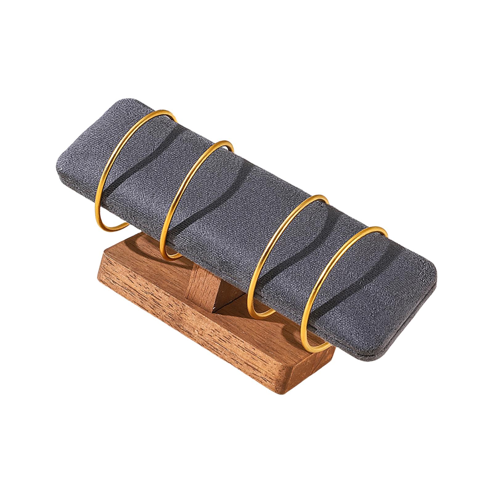 

Стойка для демонстрации бархатных браслетов, деревянная основа, держатель для часов и резинок для волос, Т-образная подставка для хранения и организации ювелирных изделий серый