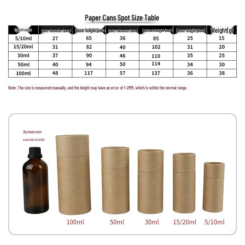 Kraft Paper Tube for Essential Oil Dropper Bottle - Round, Thickened Storage & Gift Box