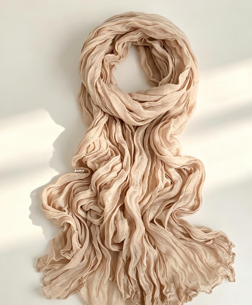 Atmospheric crumpled texture long silk scarf light and thin versatile long scarf high-grade texture affordable decorative yarn
