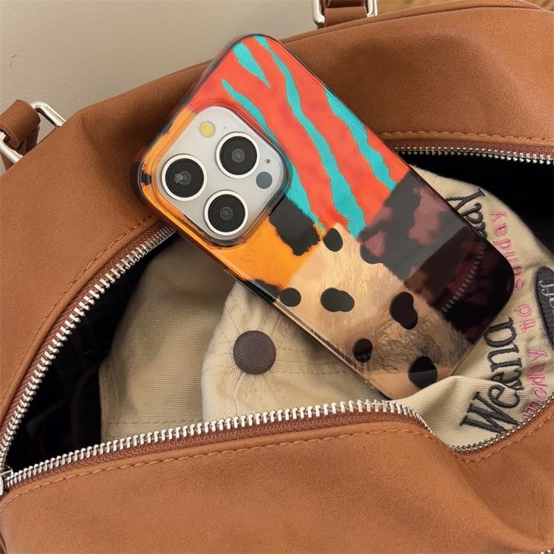 Autumn-Winter Leopard Patchwork Phone Case for iPhone 14-17 Pro Max (4-Color, Female Design)