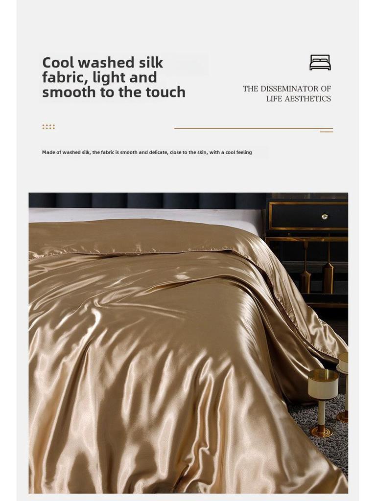 Sommer Nude Vierteiliges Einfarbiges Maulbeerseide Bettwäscheset mit Eis-Seide Bettlaken
