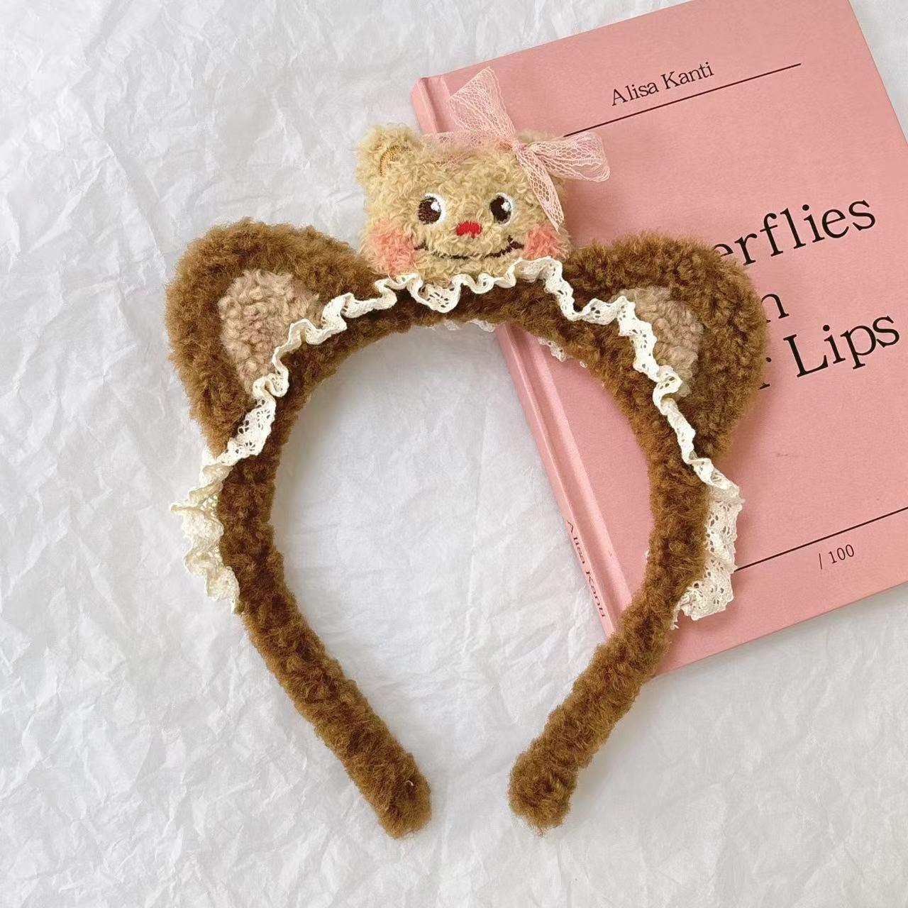 

Новая осенне-зимняя милая плюшевая повязка на голову для умывания с мордочкой медведя для девочек