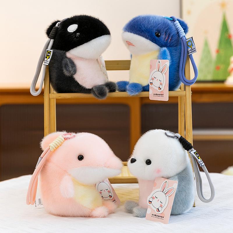 Large Plush Ocean Desk Companion Keychain: Whale, Seal & Dolphin Series Ornament