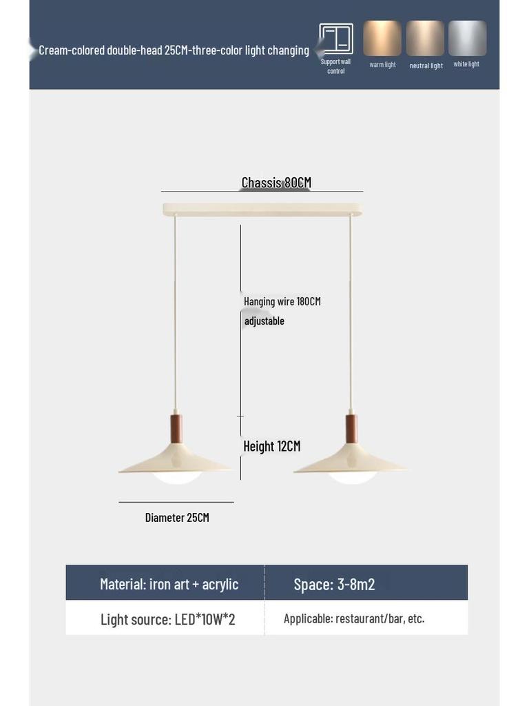 Nordic Walnut Three-Head Pendant Light for Dining, Bar, or Bedroom, Vintage UFO Style