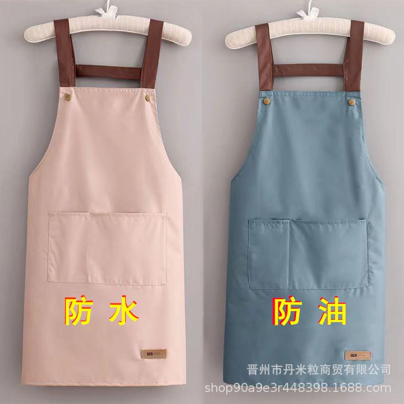 Unisex wasserdichte ölabweisende Küchenschürze mit großer Tasche und verstellbarem Riemen - Einfarbige, Übergröße