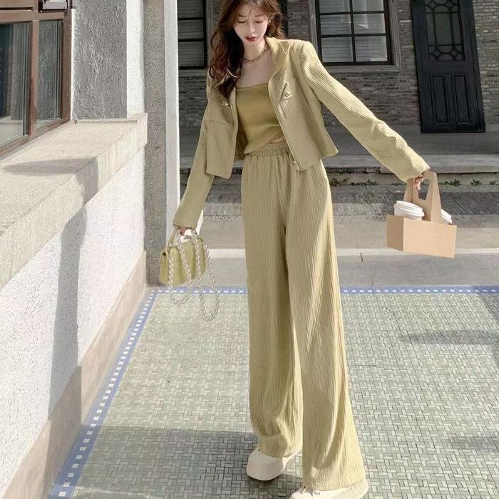 

Internet celebrity fried street sports suit women s spring and autumn new casual fashion sweatshirt wide-leg pants two-piece set foreign style XXL