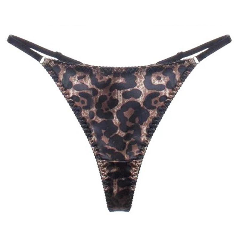 Women Sexy French Low Waist Satin Seamless Thong Panties With Cotton Crotch