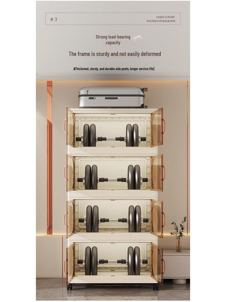 Premium Foldable Toy & Clothes Storage Cabinet - No Assembly, Multi-Layer, Large Capacity