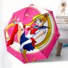 Sailor Moon Crescent Moon Pink Background StickerUmbrella, Portable 3-Fold Compact Umbrella for Men & Women Gift