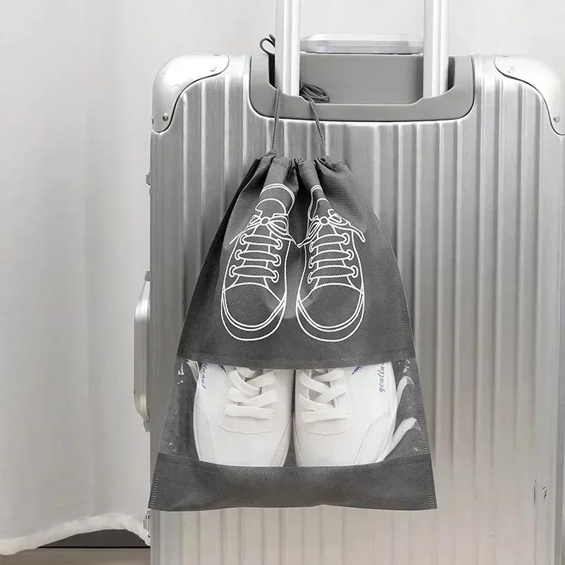 Borse Organizer Porta Scarpe Riutilizzabili in Tessuto Non Tessuto da Viaggio Portatili per Armadio con Tasca Impermeabile Borse Appese Trasparenti per Abbigliamento