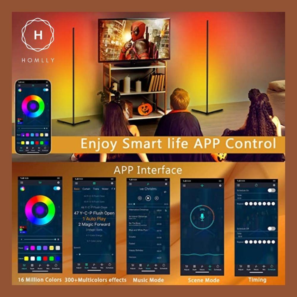 Homlly 300+ Color Changing Mood Lighting Corner Lamp with Bluetooth App and Remote Control