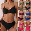 2025 Bikini s křížovým zapínáním, duté, jednobarevné: Sexy jednodílné plavky s push-up efektem a vykrojenými zády