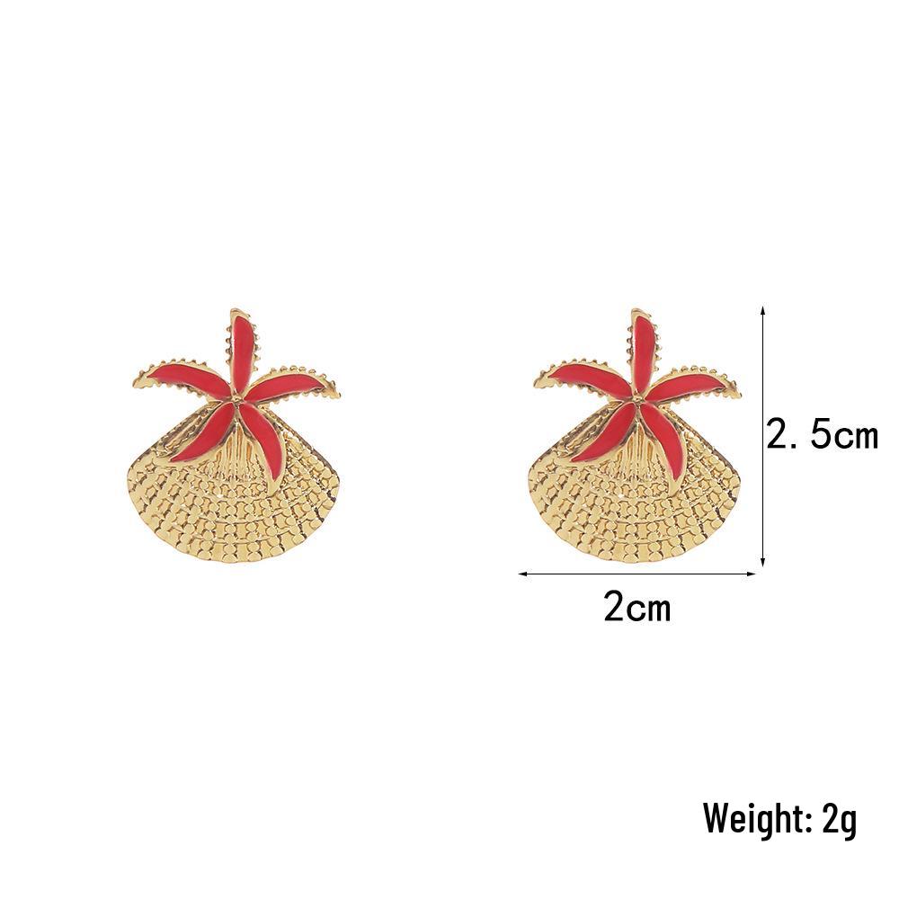 Elegant Ocean Style Titanium Steel Starfish Shell Stud Earrings