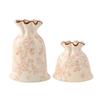 Vintage Floral Texture Ceramic Vase Table Decoration Flower Arrangement Creative Bag Shape Flowers Vases Room Aesthetic Decor