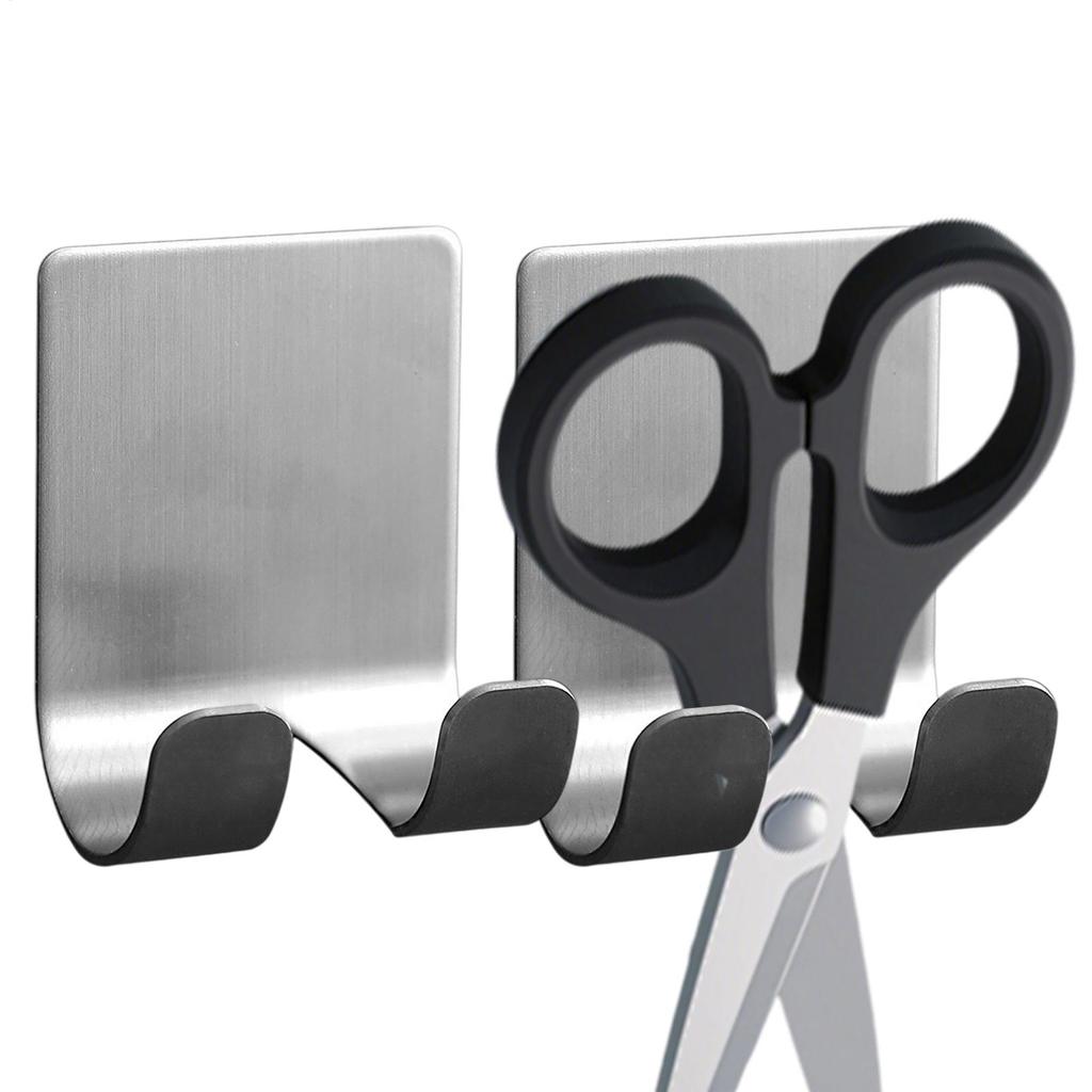 2 Pieces Shower Razor Holder Stainless Steel Adhesive Wall Storage Hanger Punch Free Shower Organizer Hook for Home Bathroom