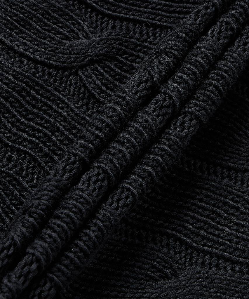 POLO RALPH LAUREN Cable Knit Cotton V-Neck Sweater - Black