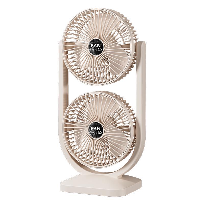 Dual-Head USB Fan: Portable 360° Rotating Desk Fan for Dorms and Outdoors
