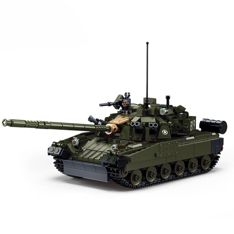 Sluban T-80 Κύριο Άρμα Μάχης Δομικά Τουβλάκια Β' Παγκοσμίου Πολέμου Σοβιετικός Στρατός Όχημα Μοντέλο Όπλων Τουβλάκια Σετ Δώρων Στρατιωτικών Ενθουσιαστών Παιχνίδι για Παιδιά