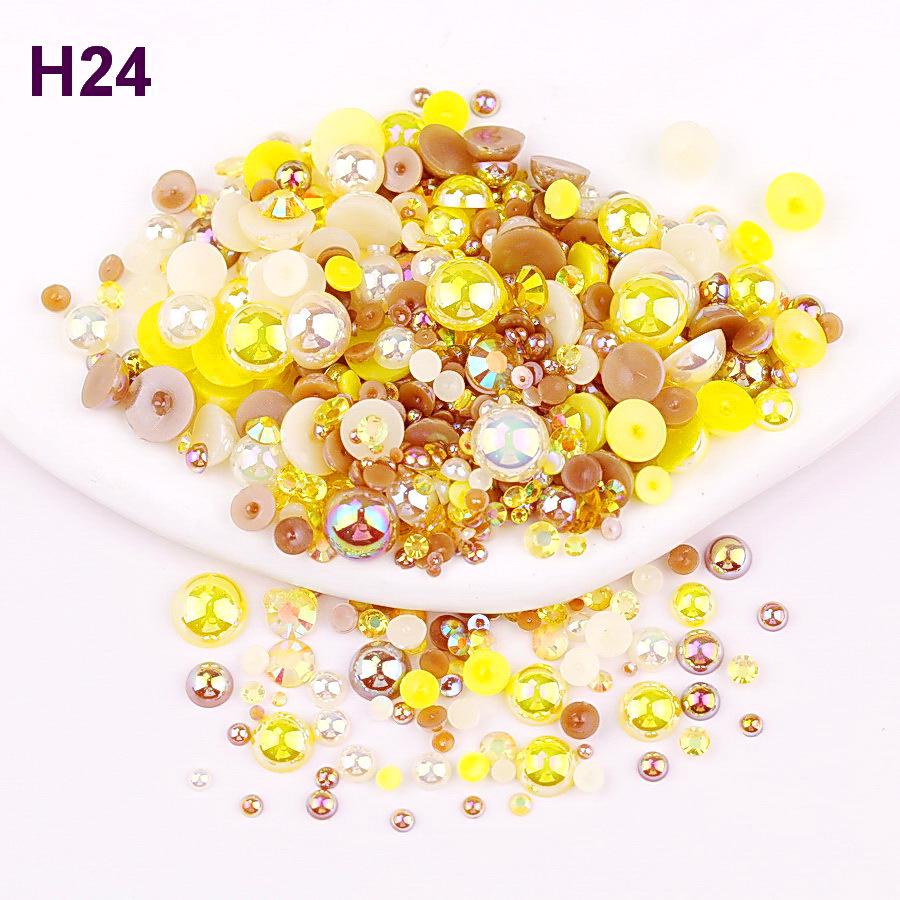 2mm-10mm Mixed Pearl & Resin AB Plated Half-Round ABS Imitation Pearl DIY Accessories