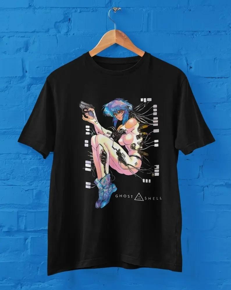 Vintage Harajuku Tops The Ghost in The Shell Anime Crewneck Tshirt Motoko Kusanagi Anime T Shirt Casual Loose Tees Unisex S