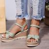 Summer new wedge heel sandals women's thick-soled heightened one-word buckle with muffin sole high-heeled sandals
